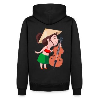 Eine Mädchen mit Kontrabass - Männer Premium Bio Hoodie - Schwarz - Hinten - Nico (187cm)