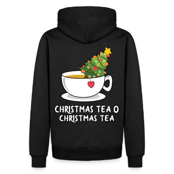 Weihnachtsbaum in Teetasse mit Tannenbaum - Männer Premium Bio Hoodie - Schwarz - Hinten - Nico (187cm)