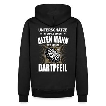 Darts Dartpfeil Alter Mann Opa Vater Rentner Dart - Männer Premium Bio Hoodie - Schwarz - Hinten - Nico (187cm)