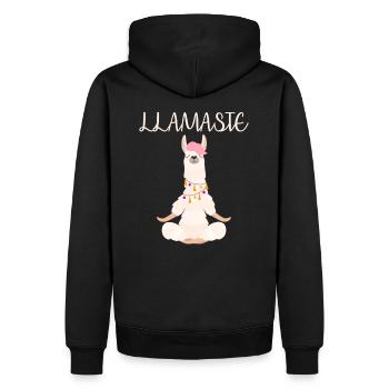 Lustiges Lama meditiert - Männer Premium Bio Hoodie - Schwarz - Hinten - Nico (187cm)