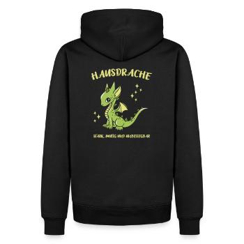 Hausdrache. Stark, Mutig und Unbesiegbar. Drache - Männer Premium Bio Hoodie - Schwarz - Hinten - Nico (187cm)