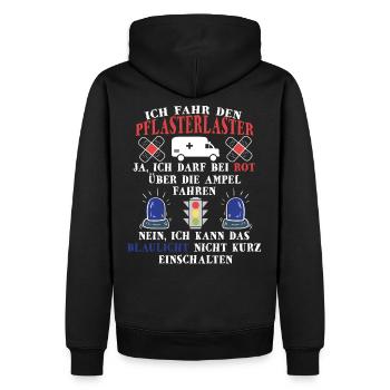 Rettungswagen Sanitäter Pflasterlaster Rettung - Männer Premium Bio Hoodie - Schwarz - Hinten - Nico (187cm)