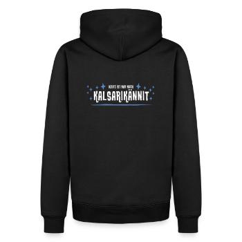 Alkohol Saufen in Finnland: Kalsarikannit Geschenk - Männer Premium Bio Hoodie - Schwarz - Hinten - Nico (187cm)