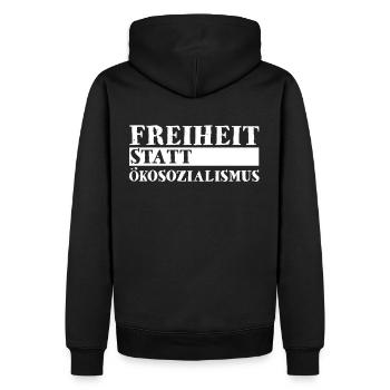 Freiheit Statt Ökosozialismus - Männer Premium Bio Hoodie - Schwarz - Hinten - Nico (187cm)
