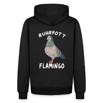 Ruhrpott Flamingo Taube - Männer Premium Bio Hoodie - Schwarz - Hinten - Nico (187cm)