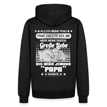 ALS ICH MEINE FRAU TRAF | PAPA VATER GESCHENK - Männer Premium Bio Hoodie - Schwarz - Hinten - Nico (187cm)