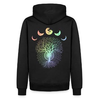 Lune lune phases arbre écologiste cadeau - Sweat à capuche Premium bio Homme - noir - Dos - Nico (187cm)
