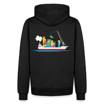 Cargos bloque les navires jouets - Sweat à capuche Premium bio Homme - noir - Dos - Nico (187cm)