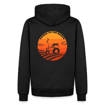 Le pouvoir à l’agriculteur - Denglish- Young Farmer Farmer - Sweat à capuche Premium bio Homme - noir - Dos - Nico (187cm)