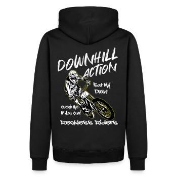 VTT descente action VTT - Sweat à capuche Premium bio Homme - noir - Dos - Nico (187cm)