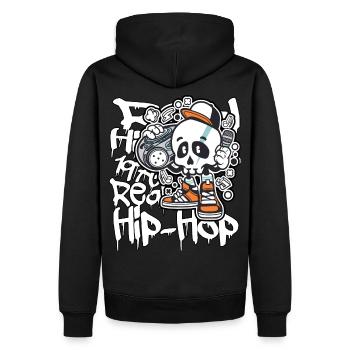 Hip Hop Totenschädel Totenkopf Graffiti Skater - Männer Premium Bio Hoodie - Schwarz - Hinten - Nico (187cm)