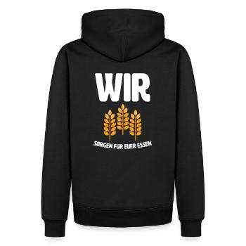 WIR sorgen für euer Essen - Bauer Landwirt Demo - Männer Premium Bio Hoodie - Schwarz - Hinten - Nico (187cm)