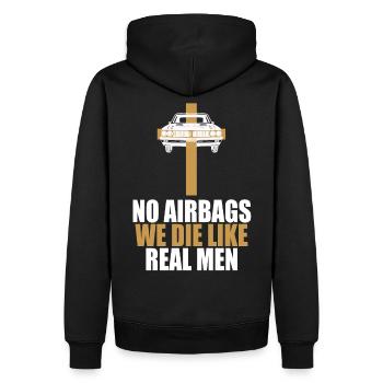 Pas d'airbags nous mourons comme de vrais hommes voiture classique - Sweat à capuche Premium bio Homme - noir - Dos - Nico (187cm)