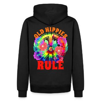 Signe de paix hippie fleurs - Sweat à capuche Premium bio Homme - noir - Dos - Nico (187cm)