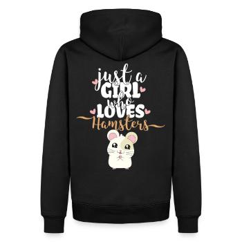 Just A Girl Who Loves Hamsters | Hamster - Männer Premium Bio Hoodie - Schwarz - Hinten - Nico (187cm)