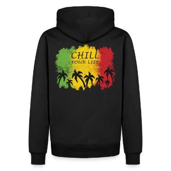 Jamaika Chill your life Design - Männer Premium Bio Hoodie - Schwarz - Hinten - Nico (187cm)