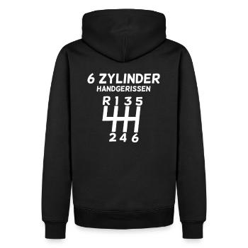 6 Zylinder handgerissen Autotuning Motor Shirt - Männer Premium Bio Hoodie - Schwarz - Hinten - Nico (187cm)