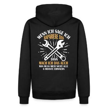 Witziges Vergesslicher KFZ Mechaniker Shirt - Männer Premium Bio Hoodie - Schwarz - Hinten - Nico (187cm)