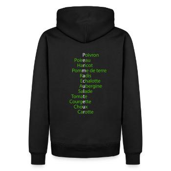 Liste de légumes Permaculture | Potager Bio - Sweat à capuche Premium bio Homme - noir - Dos - Nico (187cm)