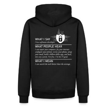 Software developer Funny programmer - Men’s Premium Organic Hoodie - black - Back - Nico (187cm)