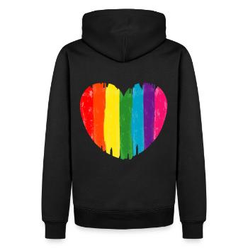 Lgbt Rainbow Heart - Männer Premium Bio Hoodie - Schwarz - Hinten - Nico (187cm)