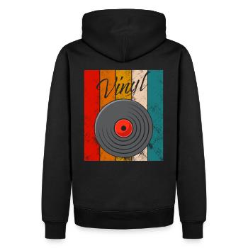Vintage Vinyl Schallplatte - Männer Premium Bio Hoodie - Schwarz - Hinten - Nico (187cm)