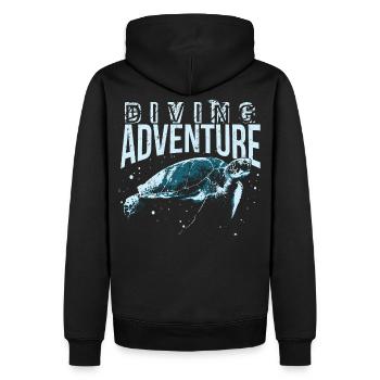 Plongée, plongeur, tortue d'eau de plongée, chemise - Sweat à capuche Premium bio Homme - noir - Dos - Nico (187cm)