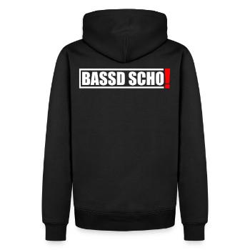Franken Bassd Scho Dialekt Fränkisch Geschenk - Männer Premium Bio Hoodie - Schwarz - Hinten - Nico (187cm)