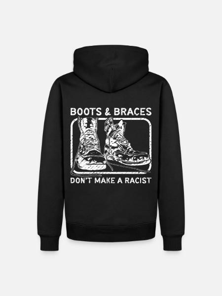 Laarzen en bretels Anti-racistische Skinhead 1969 Punks - Mannen Premium Bio hoodie - zwart