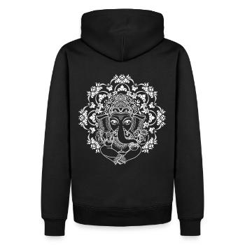Ganesha Hindu Mandala Tribal - Sweat à capuche Premium bio Homme - noir - Dos - Nico (187cm)