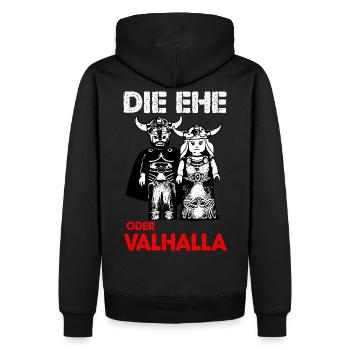 DIE EHE oder Valhalla Wikinger Viking - Männer Premium Bio Hoodie - Schwarz - Hinten - Nico (187cm)