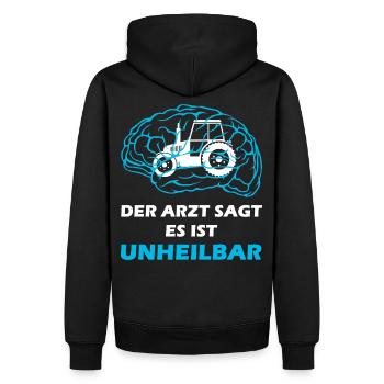 Le médecin dit que c’est un tracteur incurable - Sweat à capuche Premium bio Homme - noir - Dos - Nico (187cm)