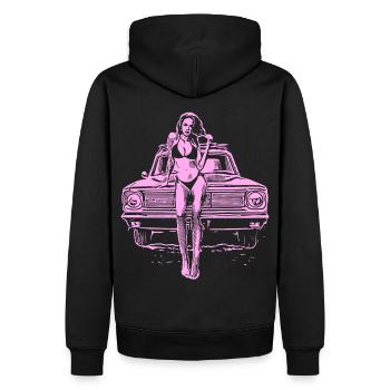 2reborn THE CAR GIRL Country Route Auto Bikini Sum - Männer Premium Bio Hoodie - Schwarz - Hinten - Nico (187cm)