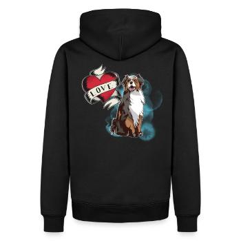 Australian Shepherd, Love Heart, Dog Fan, Gift - Men’s Premium Organic Hoodie - black - Back - Nico (187cm)