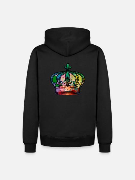 Krone in bunt - Männer Premium Bio Hoodie - Schwarz