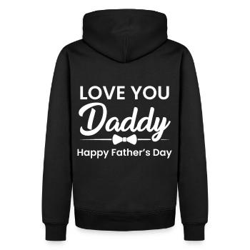 Bonne fête des pères - Sweat à capuche Premium bio Homme - noir - Dos - Nico (187cm)