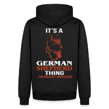 Berger allemand - Sweat à capuche Premium bio Homme - noir - Dos - Nico (187cm)