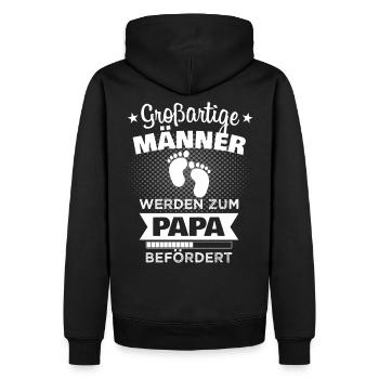 Werdender Papa Spruch Baby Babyfüße Vater Geschenk - Männer Premium Bio Hoodie - Schwarz - Hinten - Nico (187cm)