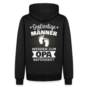 Opa Papa Vater Baby Geburt Spruch Männer Vintage - Männer Premium Bio Hoodie - Schwarz - Hinten - Nico (187cm)