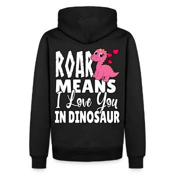 Roar Dino Dinosaur je t'aime chère Kawaii Girl - Sweat à capuche Premium bio Homme - noir - Dos - Nico (187cm)