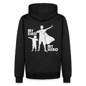 Fête des pères père papa papa roi héros héros cadeau - Sweat à capuche Premium bio Homme - noir - Dos - Nico (187cm)