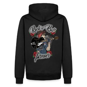 Women's rockabilly girl vintage retro rock n roll - Men’s Premium Organic Hoodie - black - Back - Nico (187cm)