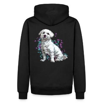 Maltese Dog Hunde Malteser Portrait Geschenk - Männer Premium Bio Hoodie - Schwarz - Hinten - Nico (187cm)