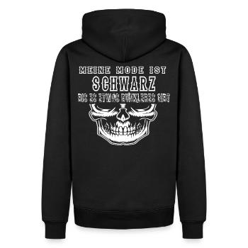 Meine Mode ist schwarz,Totenkopf Metal,Gothic,FUN - Männer Premium Bio Hoodie - Schwarz - Hinten - Nico (187cm)