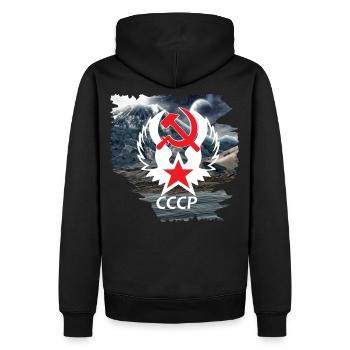 Russia,Soviet Union,Russia Coat of Arms,Mountains Shirt - Men’s Premium Organic Hoodie - black - Back - Nico (187cm)