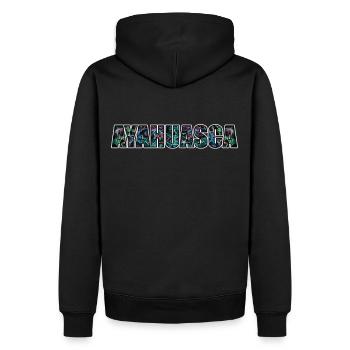 Ayahuasca DMT Psychedelic Schriftzug Psychonauten - Männer Premium Bio Hoodie - Schwarz - Hinten - Nico (187cm)