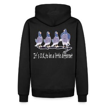 Pigeons, Be Different, Gym, Body Building, Workout FUN - Sweat à capuche Premium bio Homme - noir - Dos - Nico (187cm)