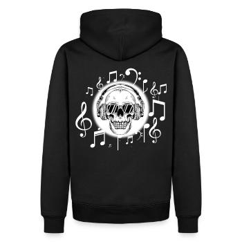 Casque DJ Skull cadeau notes de musique de crâne - Sweat à capuche Premium bio Homme - noir - Dos - Nico (187cm)