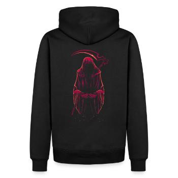 Sarkasmus Sensenmann Gevatter Tod Schwarzer Humor - Männer Premium Bio Hoodie - Schwarz - Hinten - Nico (187cm)