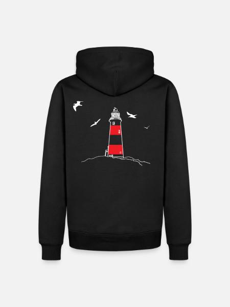 Leuchtturm Möwen Ostsee Nordsee Handzeichnung NEU - Männer Premium Bio Hoodie - Schwarz